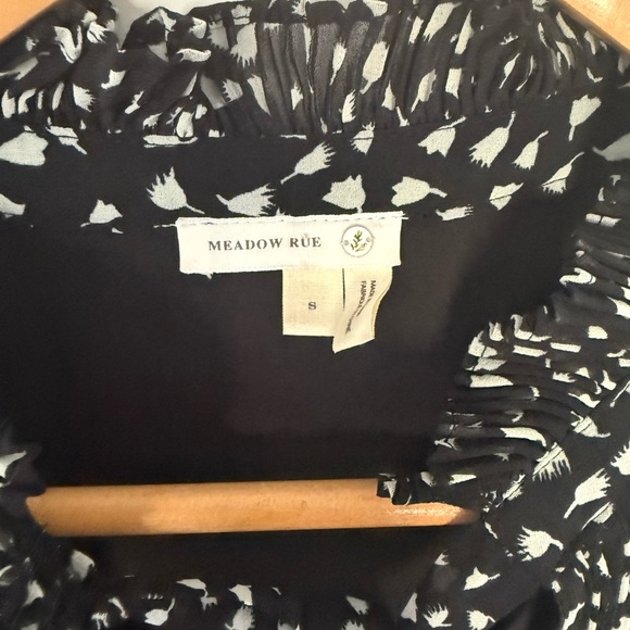 Anthropologie Meadow Rue Black White Boho  Mini Dress Long Sleeve Flowy Small - Picture 4 of 7